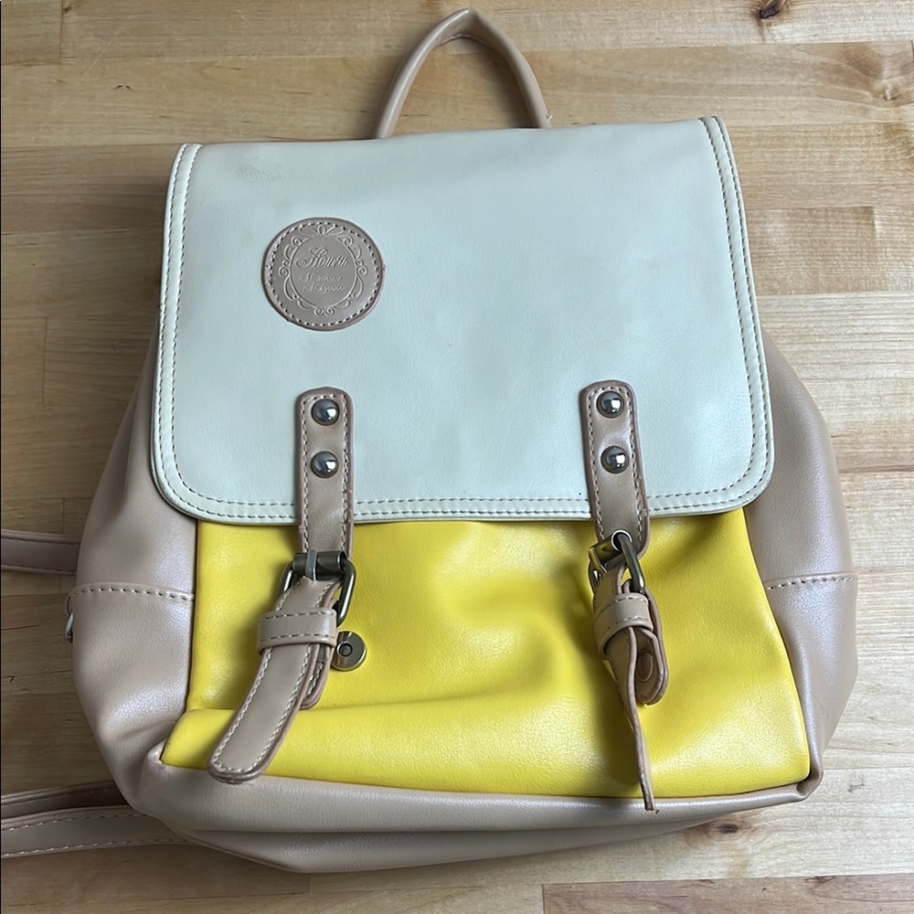 Stylish Cream and Yellow Women's Backpack